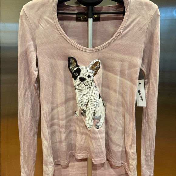 The NuVintage Tops - Vintage Light Pink French Bulldog Hoodie